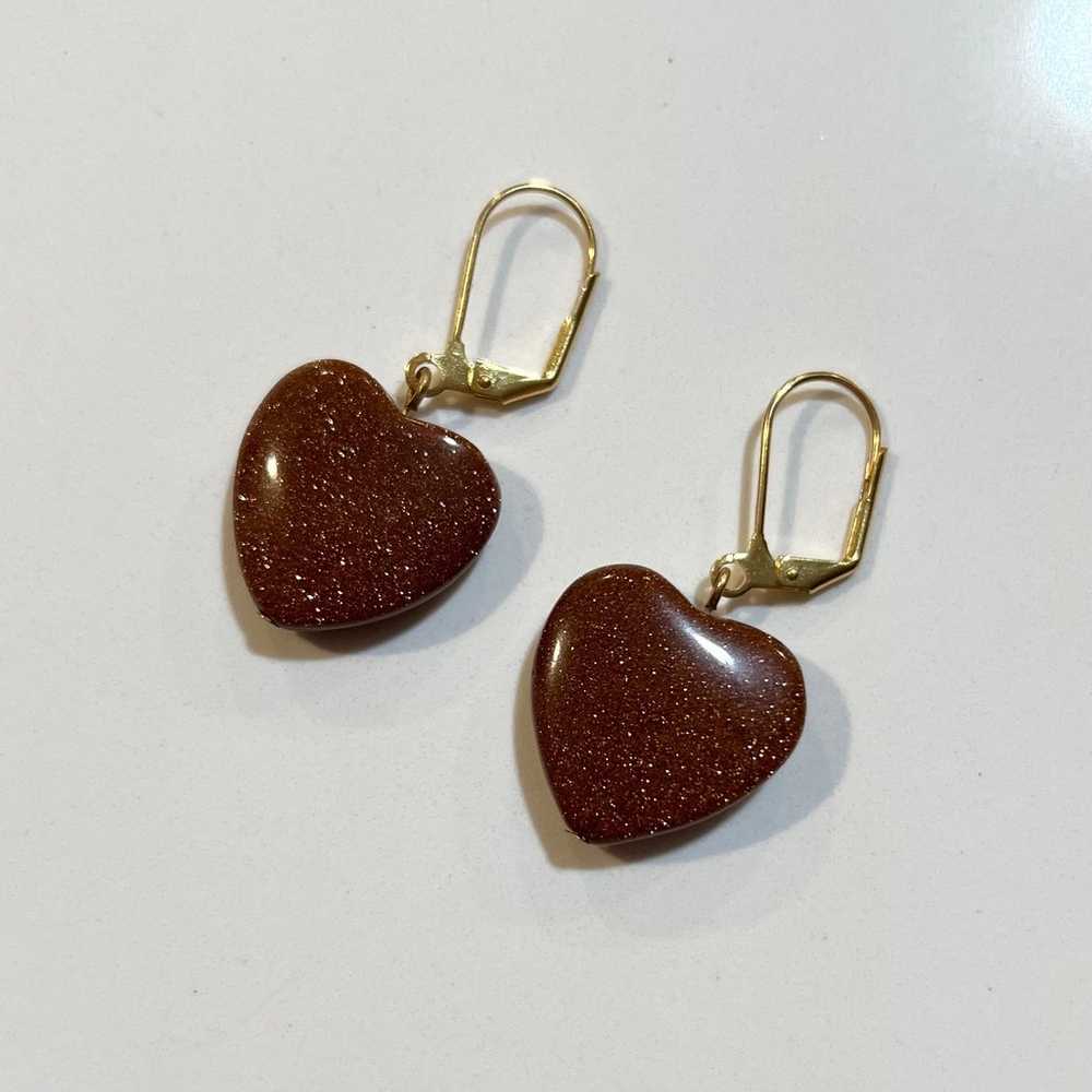 Heart Shaped Genuine High Quality Sandstone Earri… - image 5