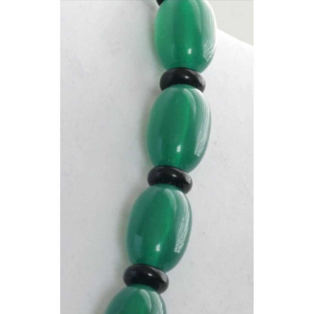 Vintage Art Deco Style Green & Black Lucite Beade… - image 3