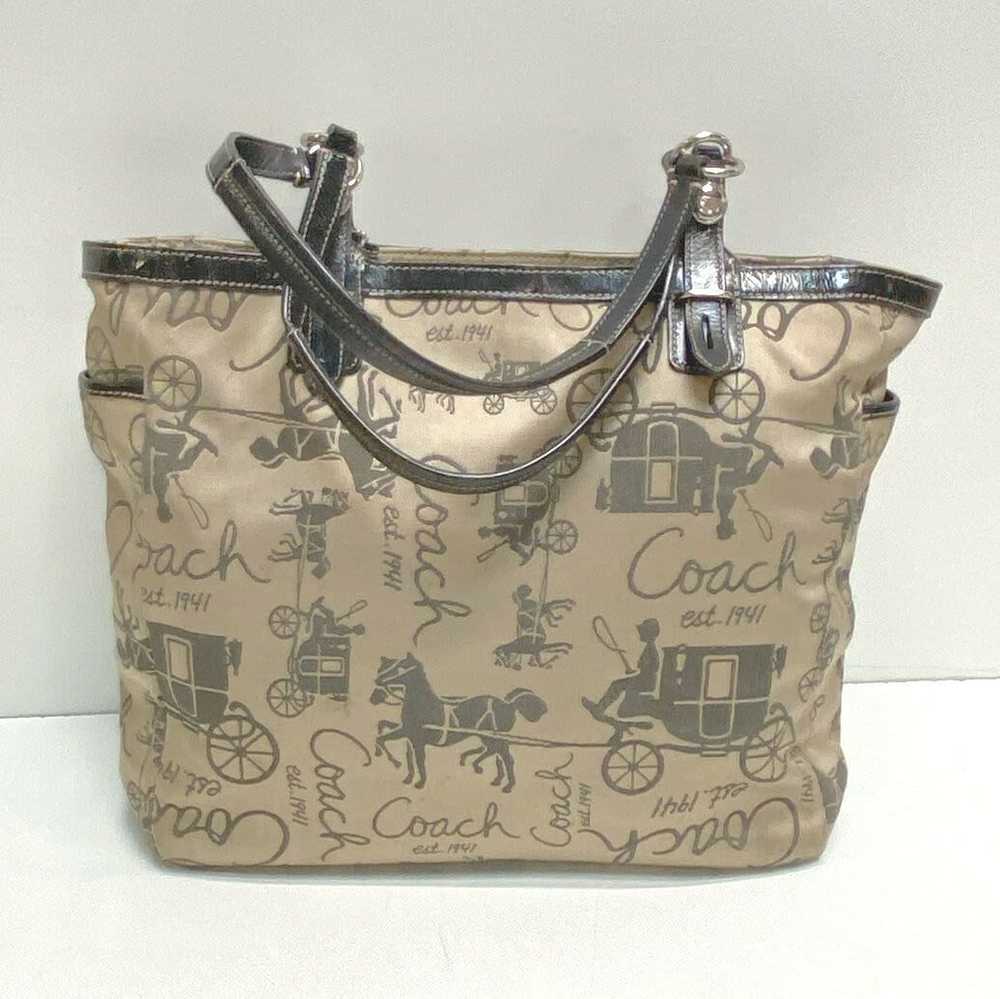 Coach Horse & Carriage Shoulder Gallery Tote Beige - image 2