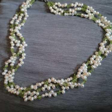 Genuine Freshwater Pearl and Peridot Necklace