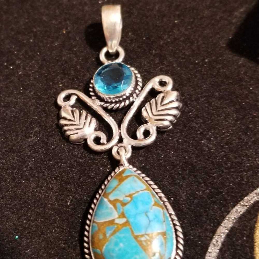 Vintage Copper Turquoise,Blue Topaz & 92 - image 2