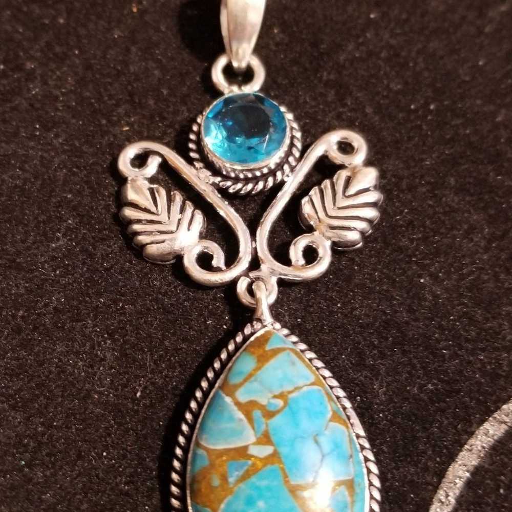 Vintage Copper Turquoise,Blue Topaz & 92 - image 3