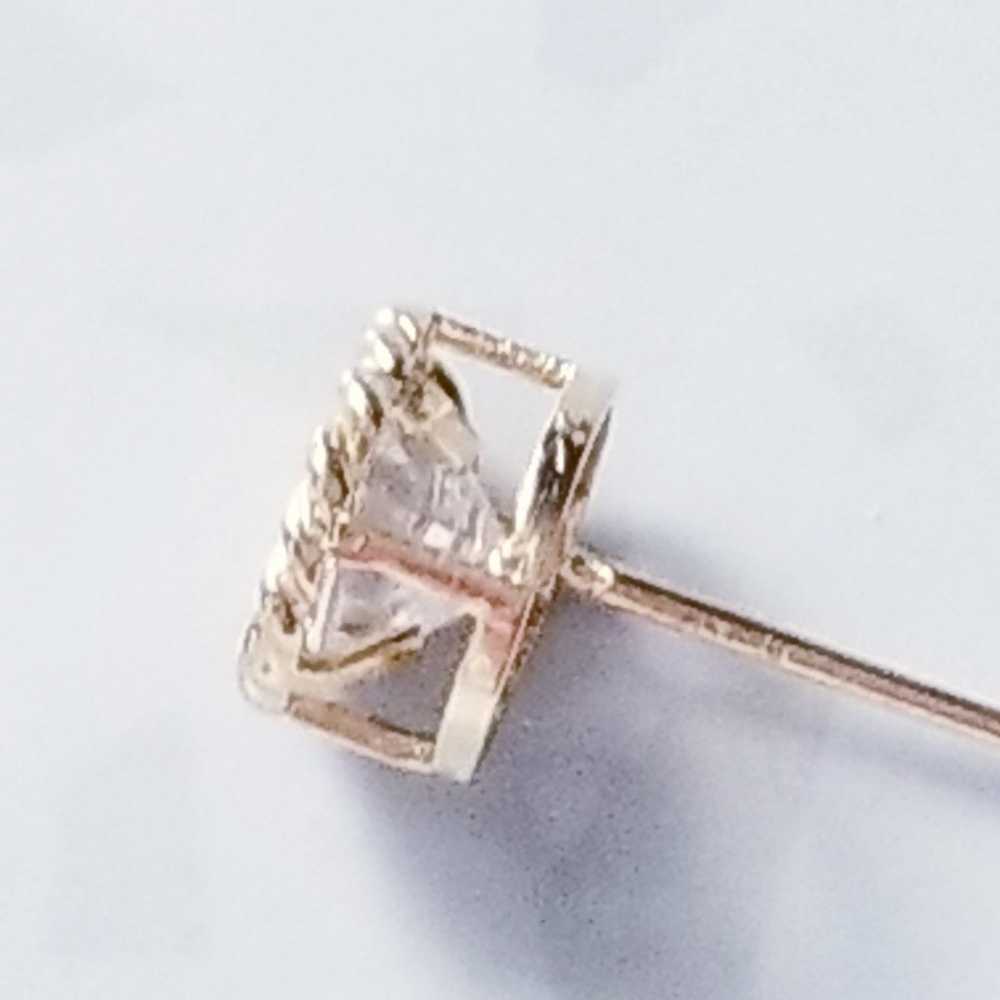 White Sapphire Bezel Set in 14K Yellow Gold Studs - image 4