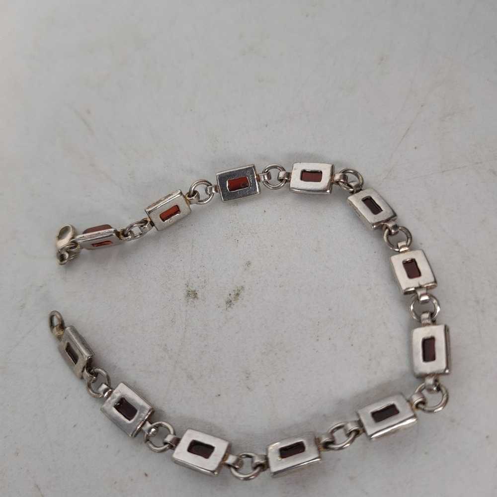 Beautiful vintage sterling silver bracelet with g… - image 2