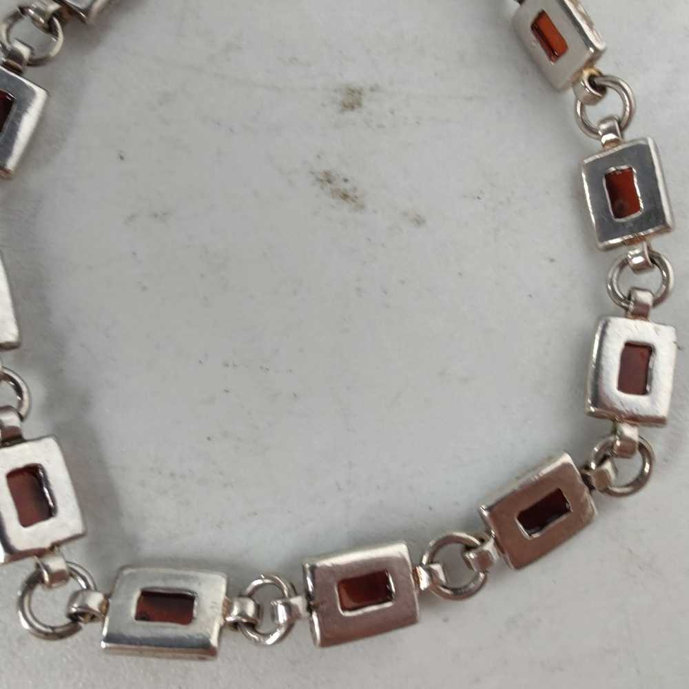 Beautiful vintage sterling silver bracelet with g… - image 4