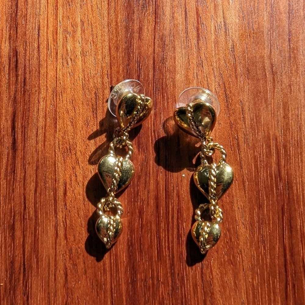 Vintage Monet Heart dangle earrings - image 4