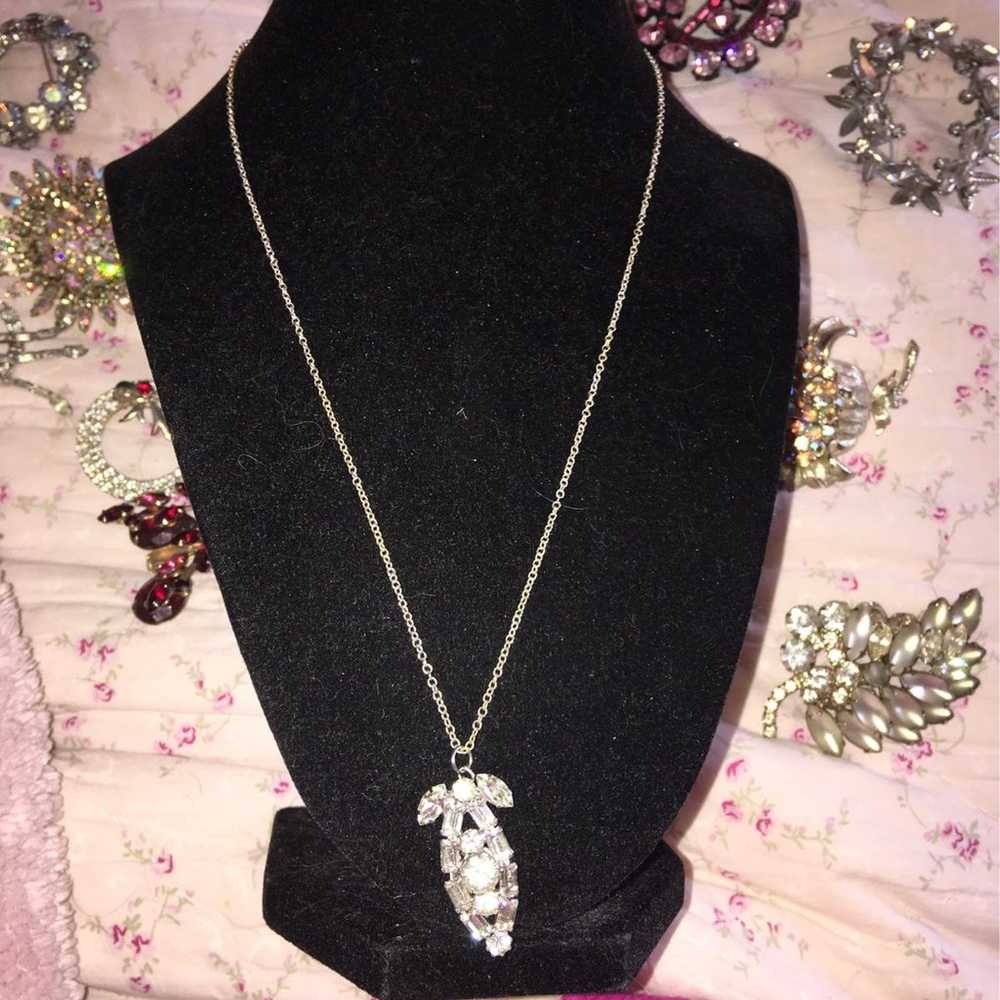 Vintage 1965 Hobe Rhinestone 925 Silber necklace - image 1