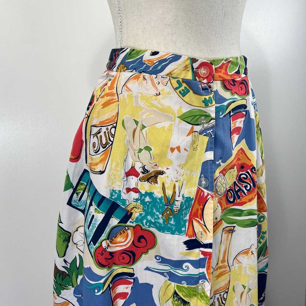 Vintage Vintage 80s Midi Skirt Travel Beach Print - image 2