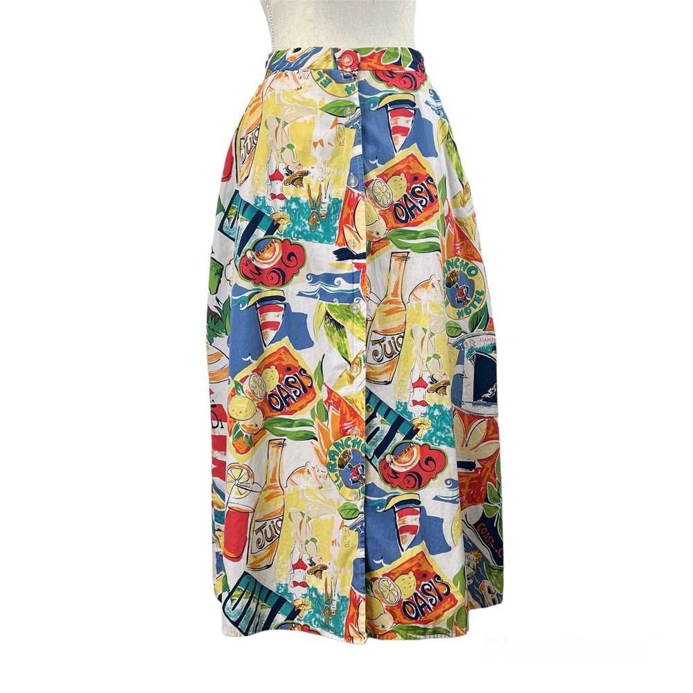 Vintage Vintage 80s Midi Skirt Travel Beach Print - image 7