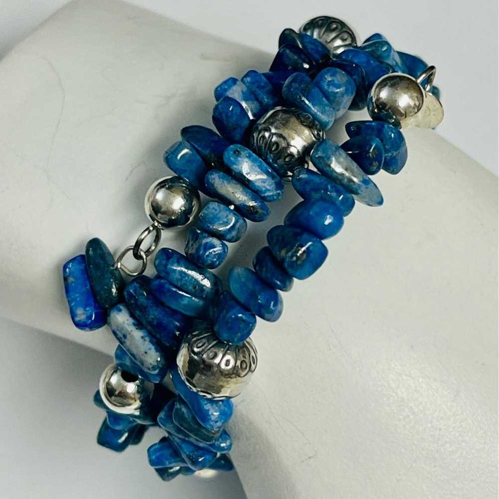 Carolyn Pollack Sterling Silver Lapis Wrap Bracel… - image 2