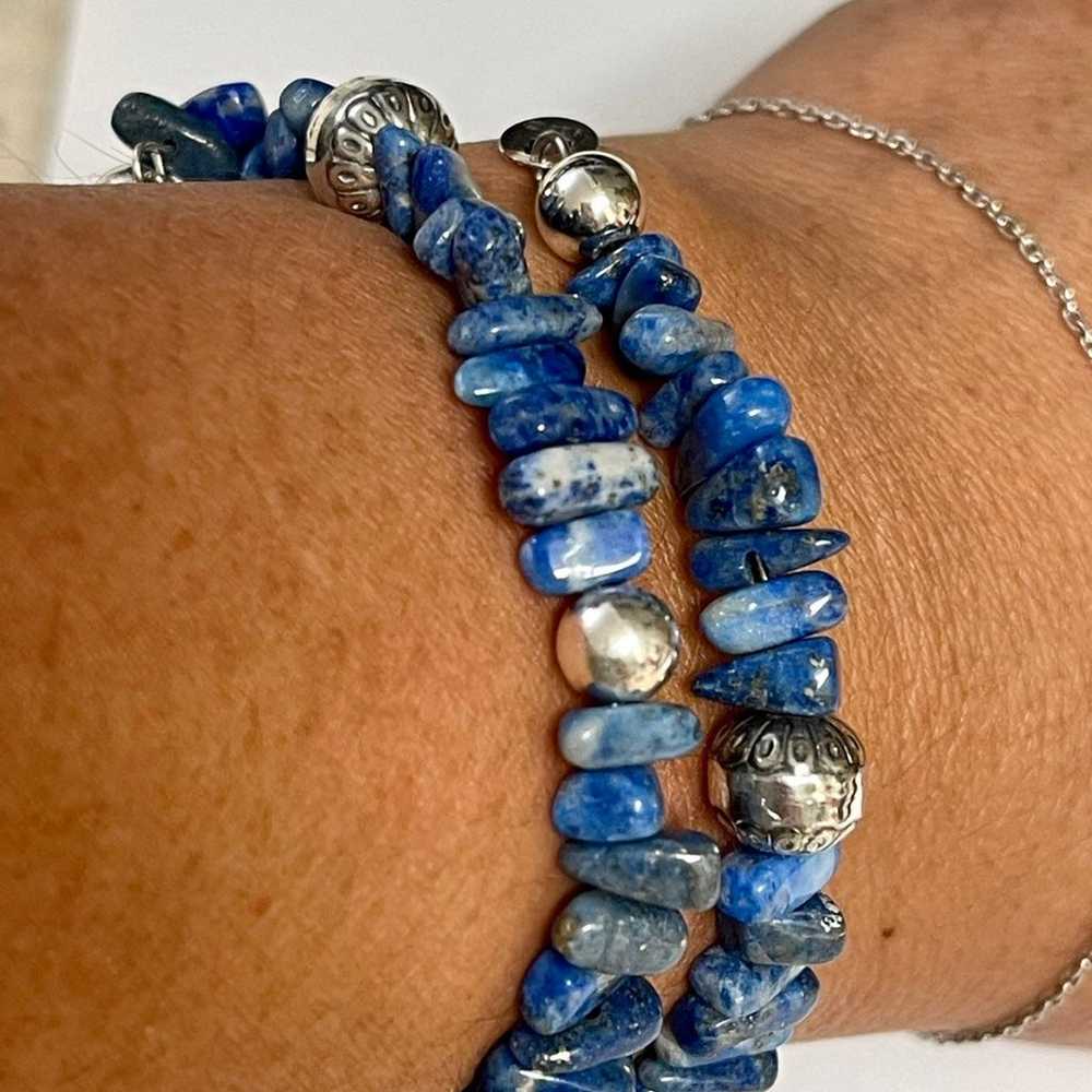 Carolyn Pollack Sterling Silver Lapis Wrap Bracel… - image 5