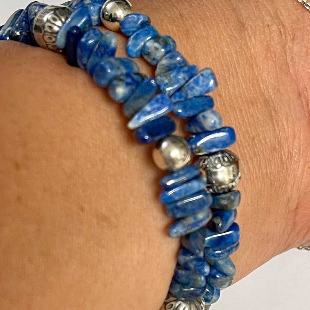 Carolyn Pollack Sterling Silver Lapis Wrap Bracel… - image 6