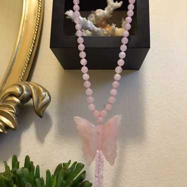 Vintage Chinese 1970's Rose Quartz Neckl