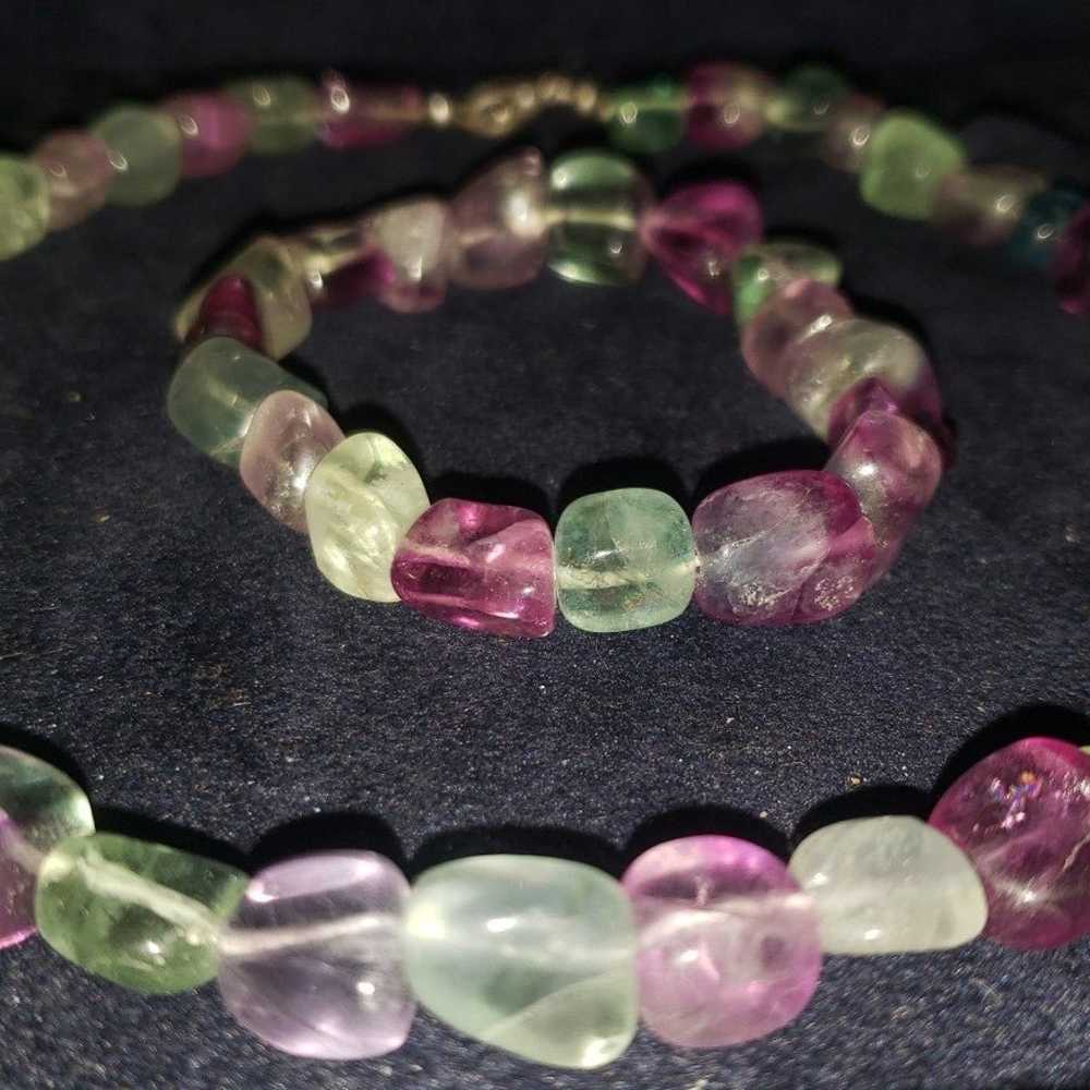 Rainbow Fluorite Necklace and Matching Stretch Br… - image 2