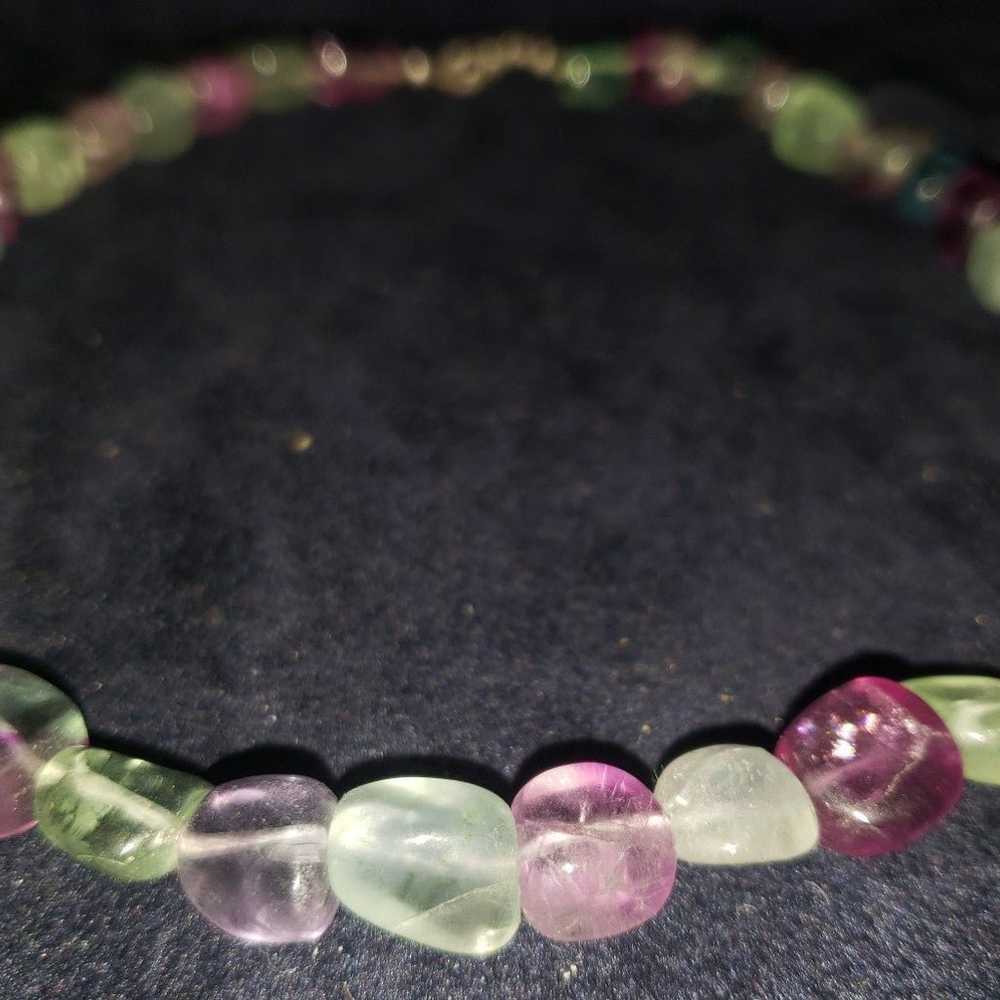 Rainbow Fluorite Necklace and Matching Stretch Br… - image 4