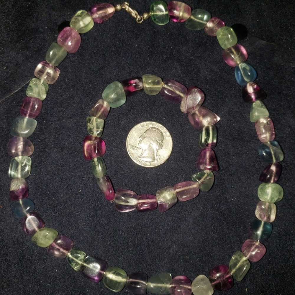 Rainbow Fluorite Necklace and Matching Stretch Br… - image 5