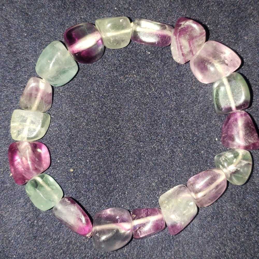 Rainbow Fluorite Necklace and Matching Stretch Br… - image 6