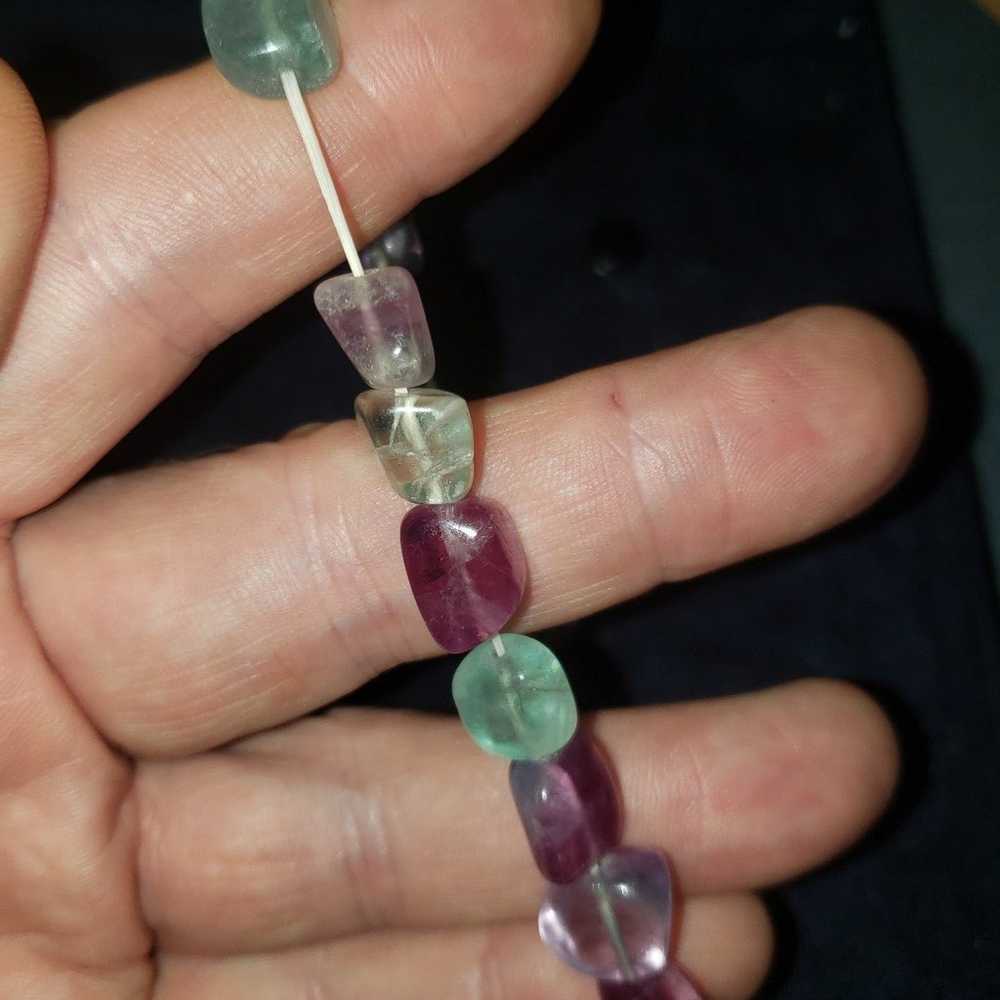 Rainbow Fluorite Necklace and Matching Stretch Br… - image 8