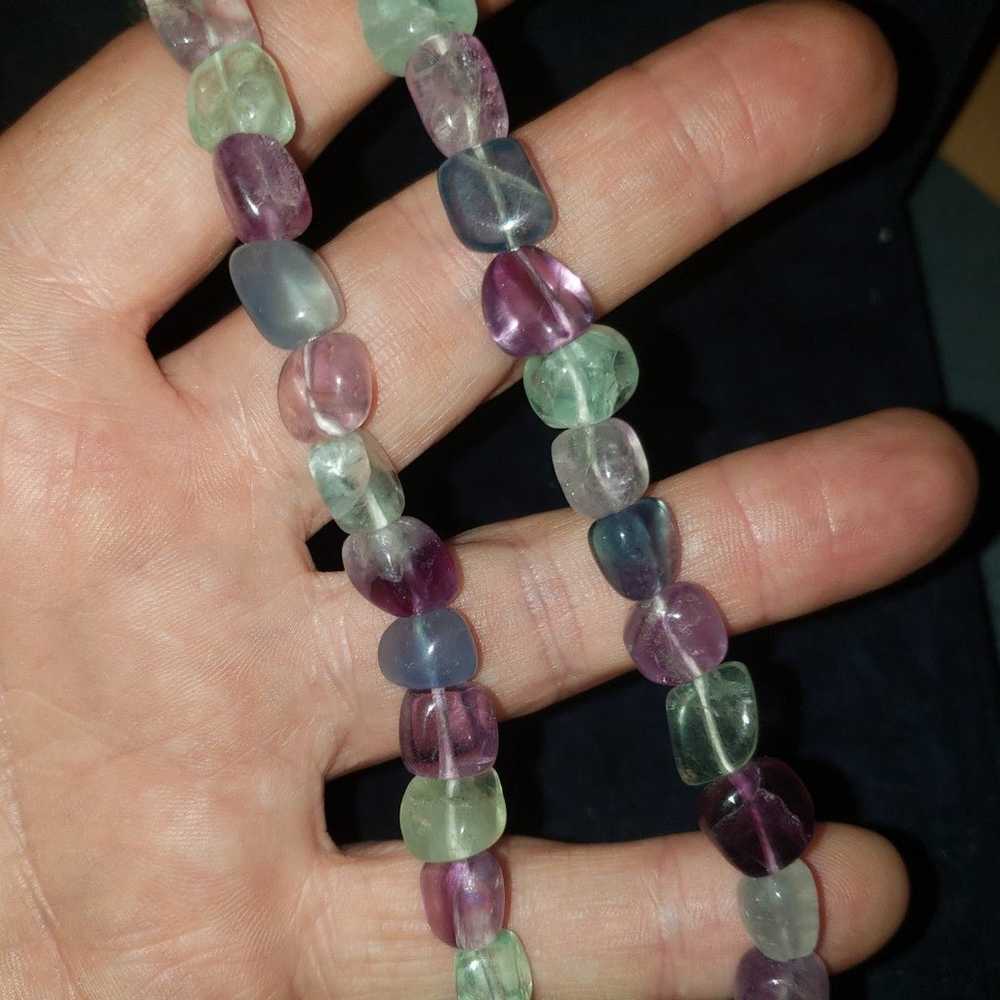 Rainbow Fluorite Necklace and Matching Stretch Br… - image 9