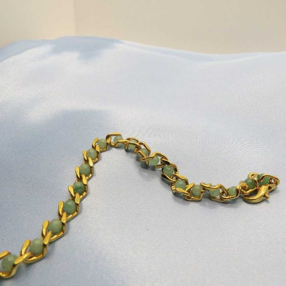 Vintage Avon Tennis Bracelet  Faux Jade Gold Tone… - image 1