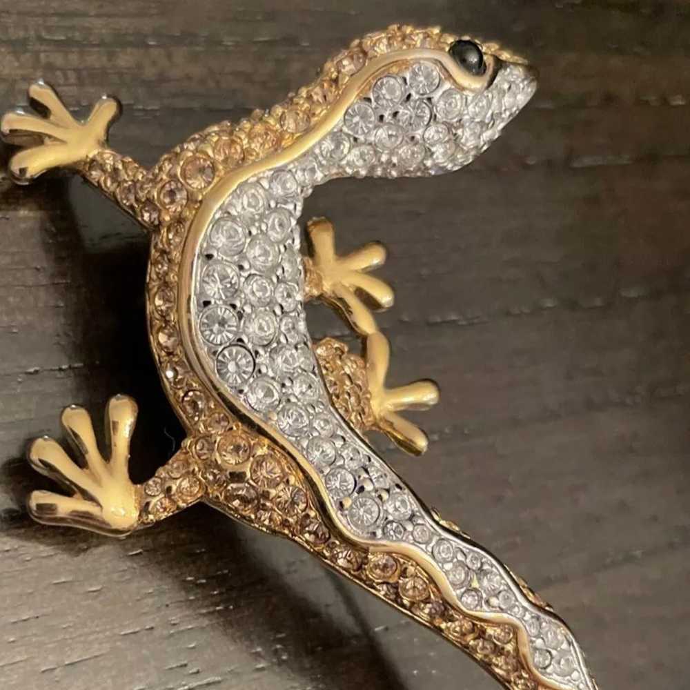 Vintage Swarovski Crystal Salamander Brooch Pin - image 6