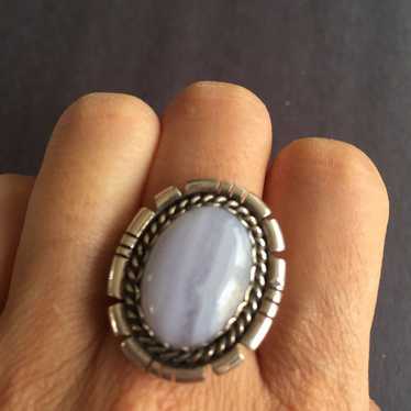 Sterling Silver Blue Lace Agate Ring