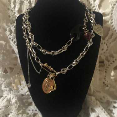 Juicy Couture Safety Pin Chain & Charms Necklace - image 1