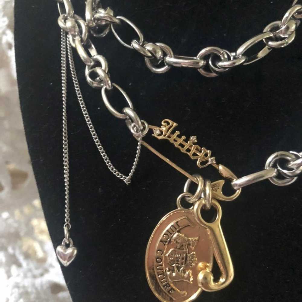 Juicy Couture Safety Pin Chain & Charms Necklace - image 4