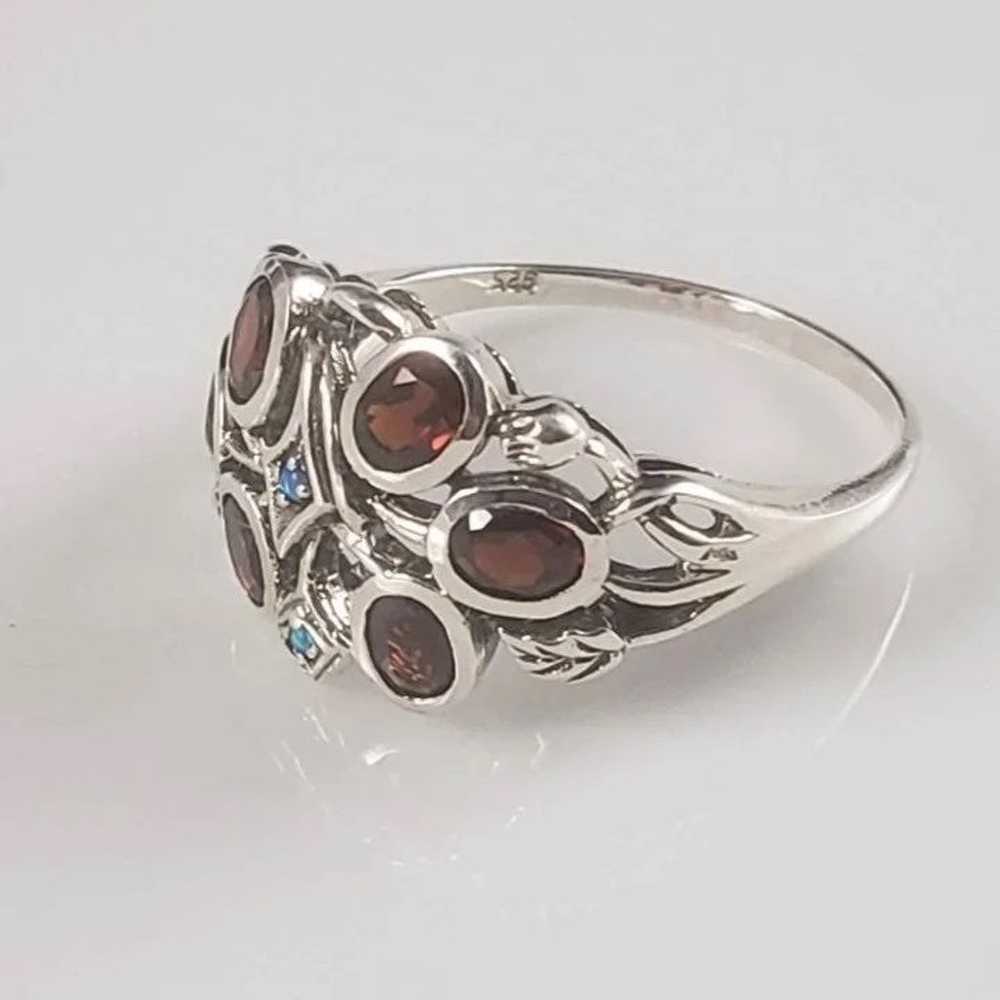 Sterling 925 Garnet & Fire Opal Ring - image 10