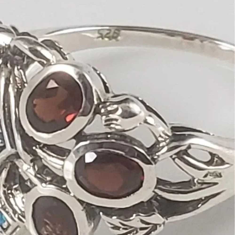 Sterling 925 Garnet & Fire Opal Ring - image 11