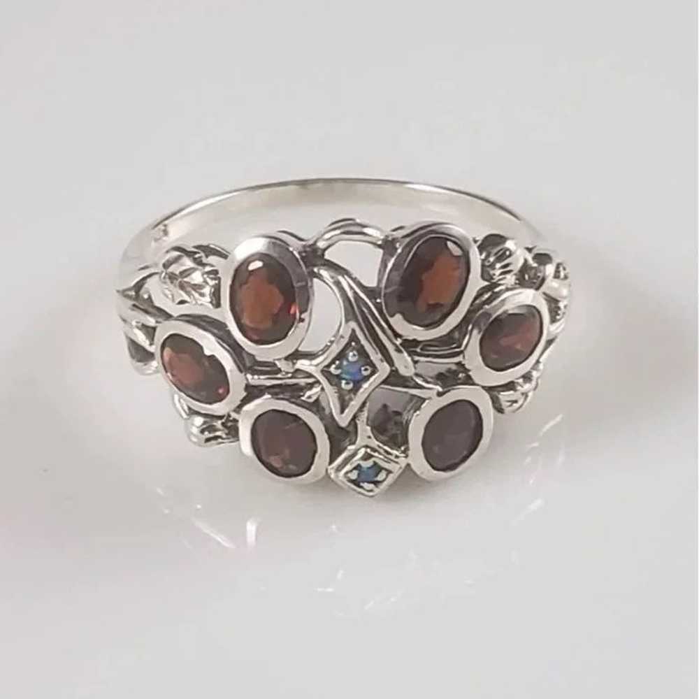 Sterling 925 Garnet & Fire Opal Ring - image 2