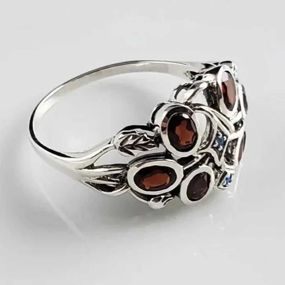 Sterling 925 Garnet & Fire Opal Ring - image 3