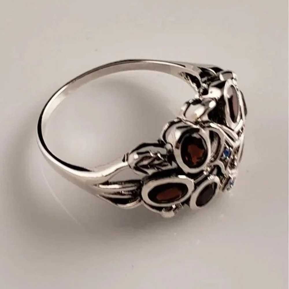 Sterling 925 Garnet & Fire Opal Ring - image 7