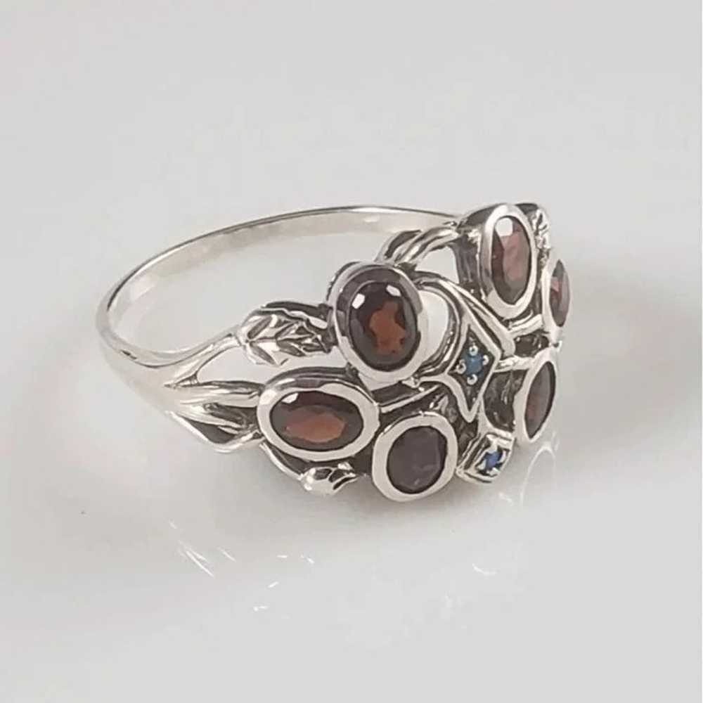 Sterling 925 Garnet & Fire Opal Ring - image 8