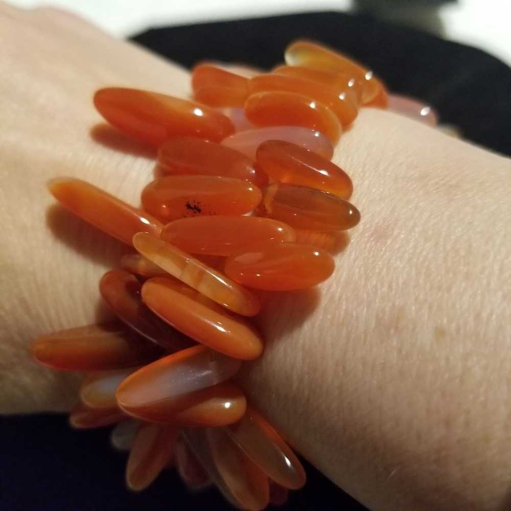 Vintage Carnelian 2 Stretch Bracelet - image 4