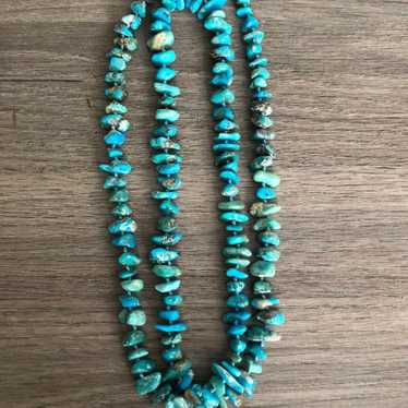 Vintage Chunky Turquoise  40"  Necklace. - image 1