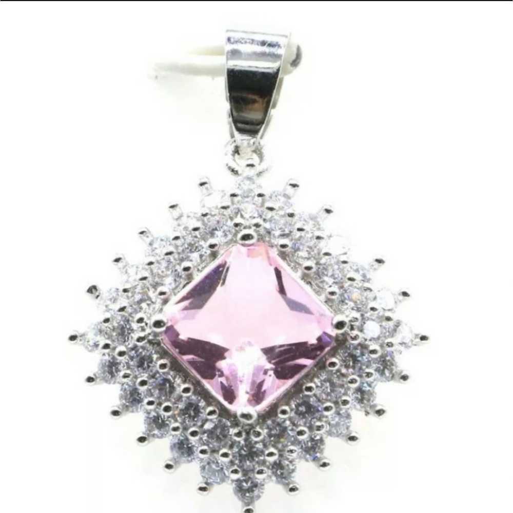 *Vintage Pink Kunzite Silver Pendant - image 1