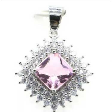 *Vintage Pink Kunzite Silver Pendant - image 1