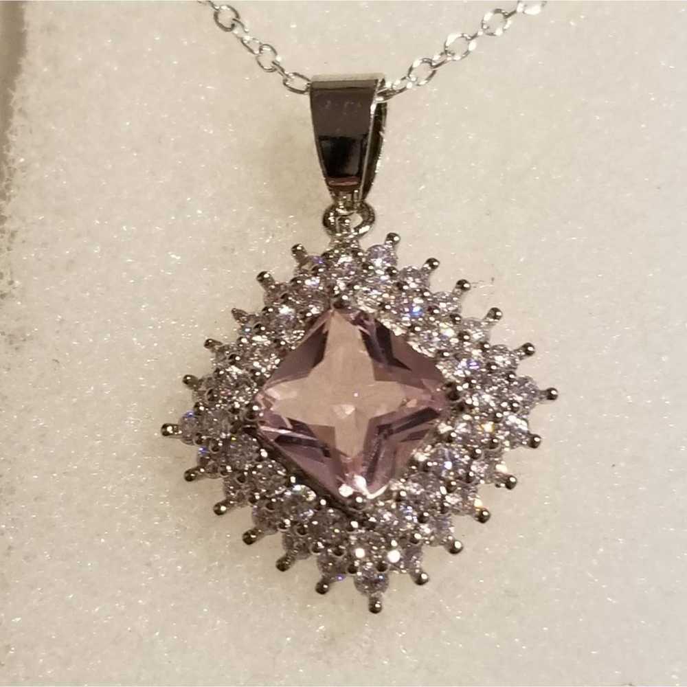 *Vintage Pink Kunzite Silver Pendant - image 3