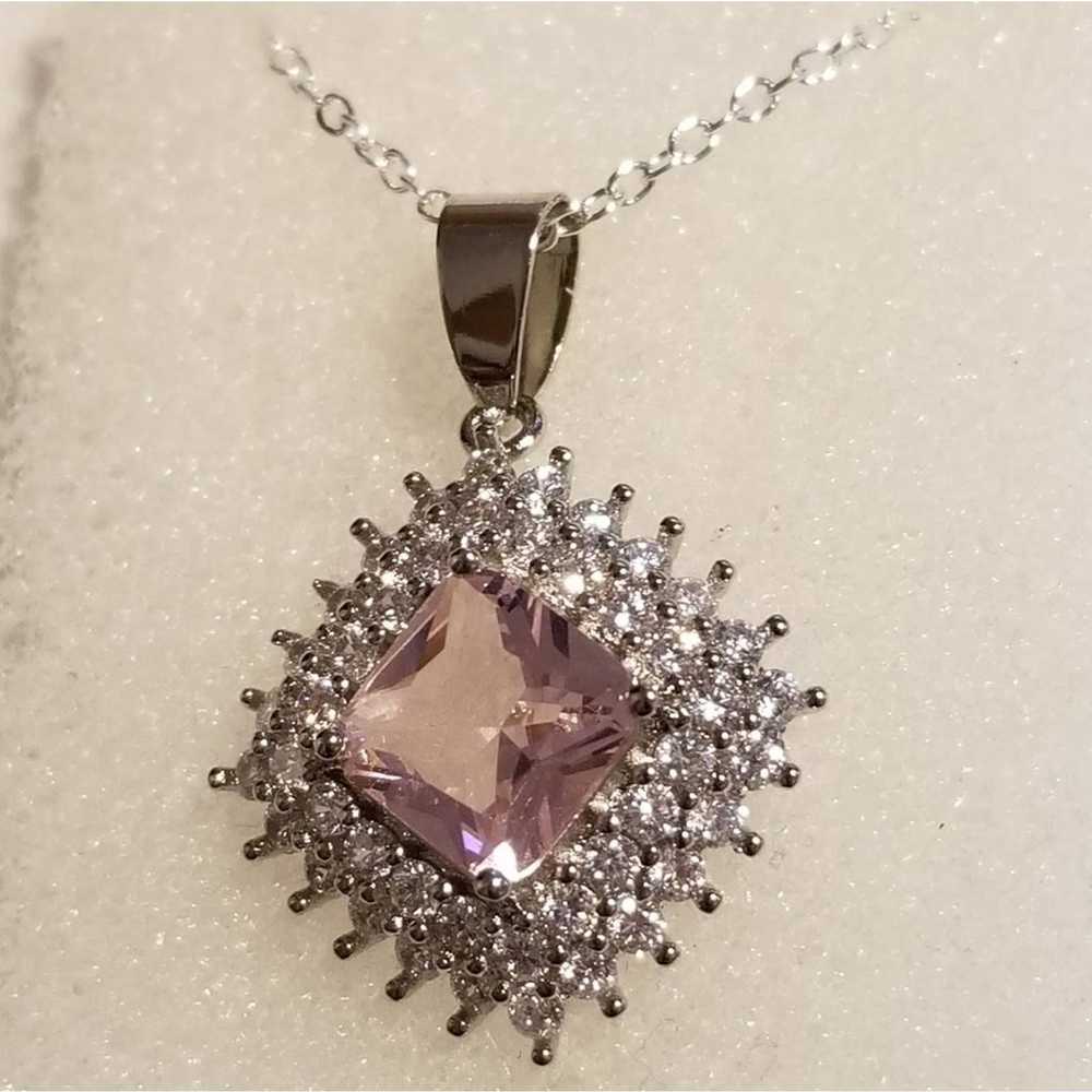 *Vintage Pink Kunzite Silver Pendant - image 5