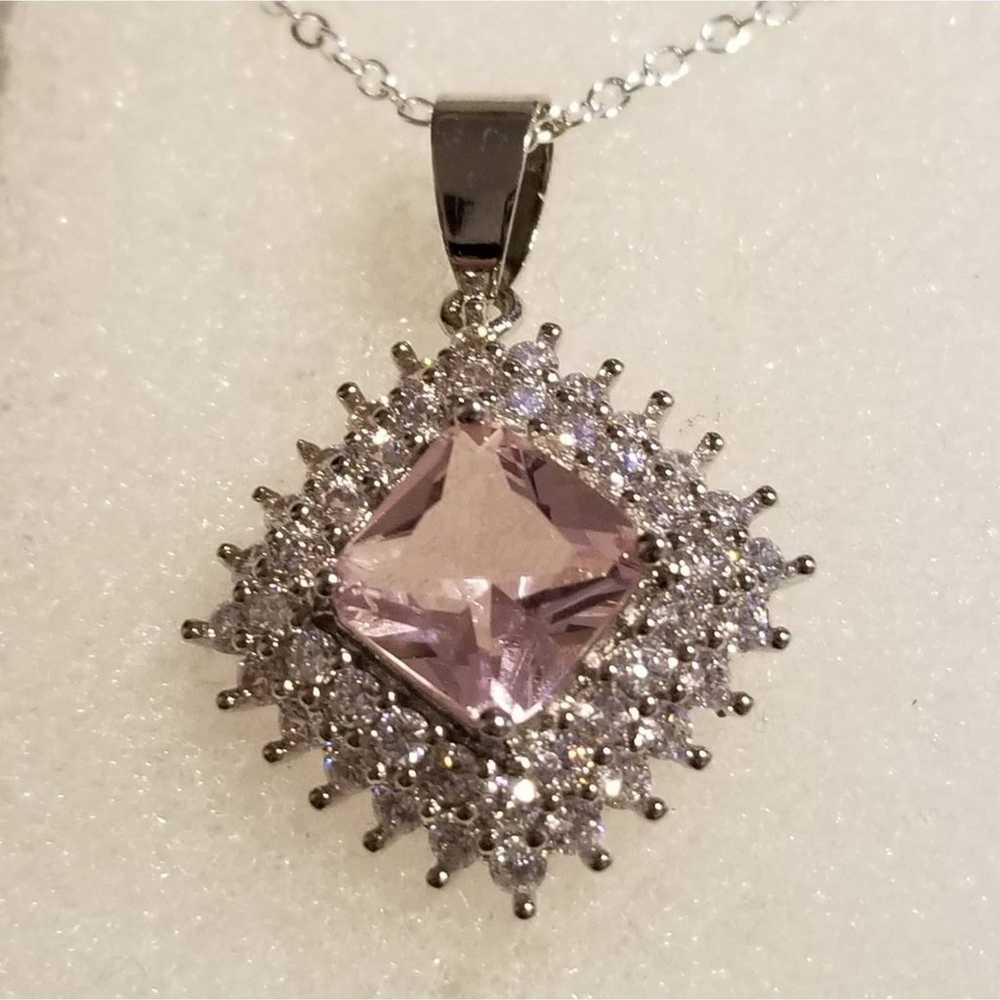 *Vintage Pink Kunzite Silver Pendant - image 6