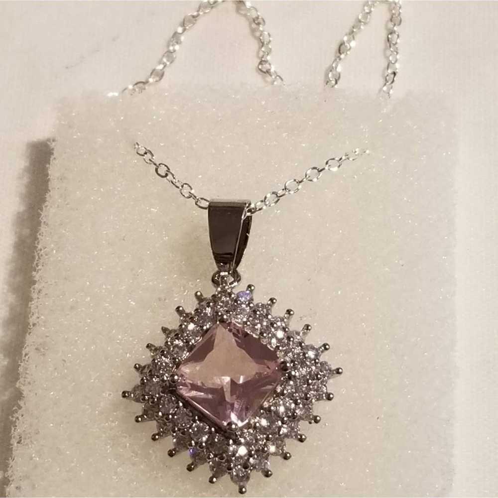 *Vintage Pink Kunzite Silver Pendant - image 7