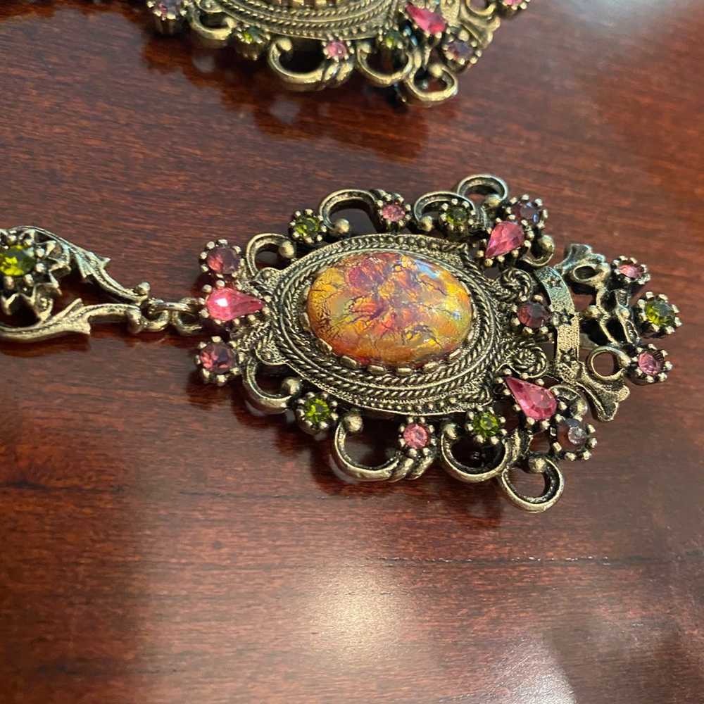 Vintage Sarah Coventry opal pendant brooch - image 1