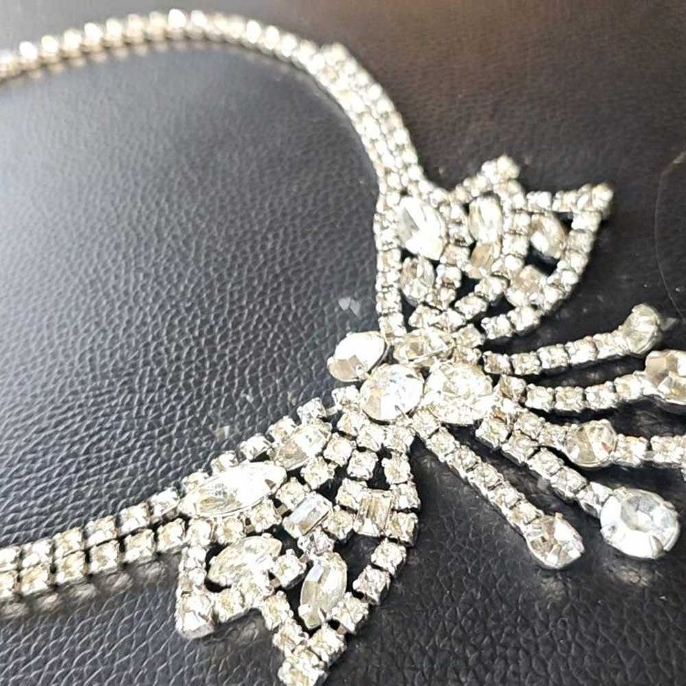 VINTAGE Silver Tone Clear Glass Necklace - image 2