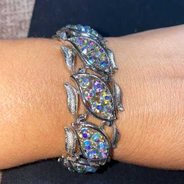 Coro Bracelet Rhinestones AB Stones Silver Tone V… - image 1