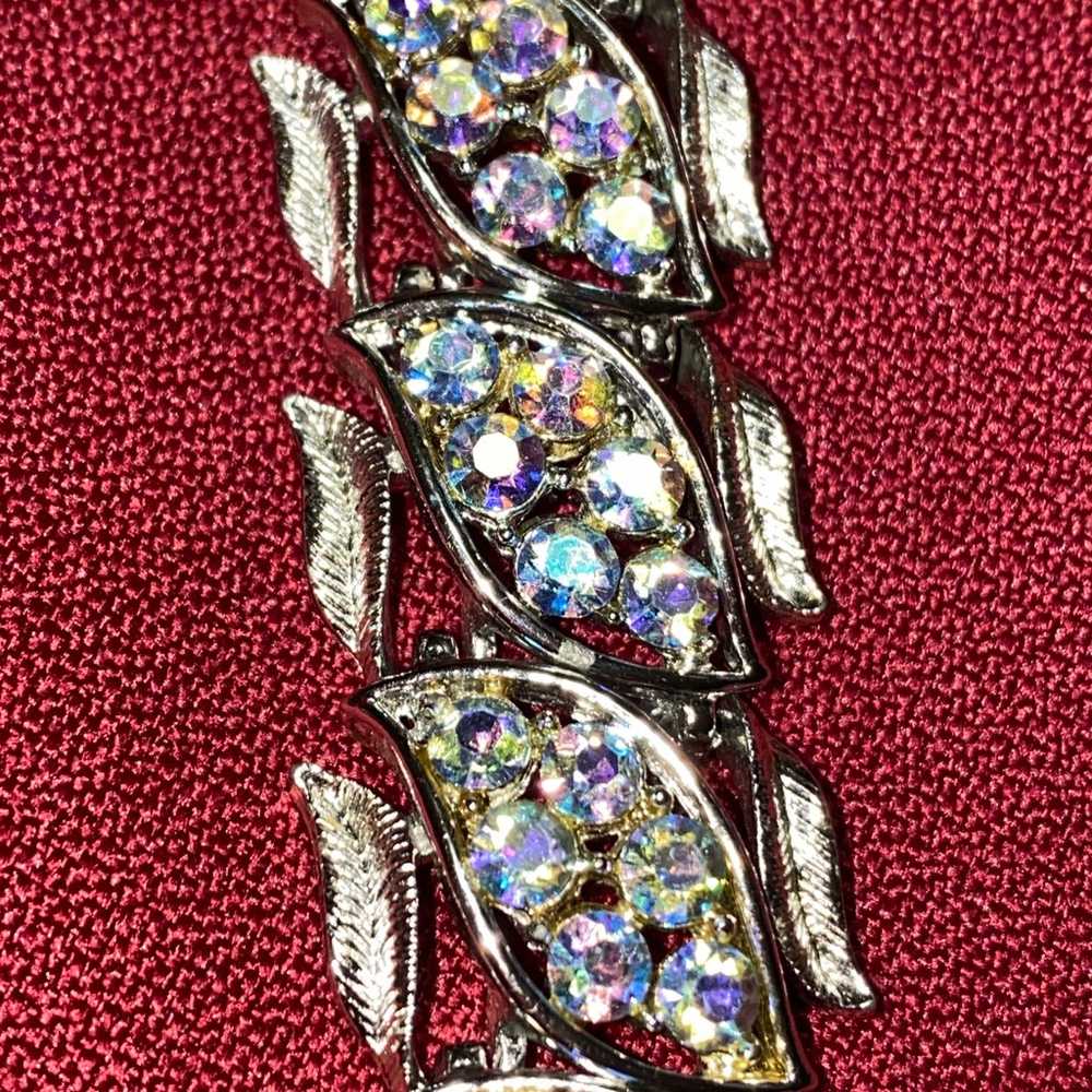 Coro Bracelet Rhinestones AB Stones Silver Tone V… - image 9