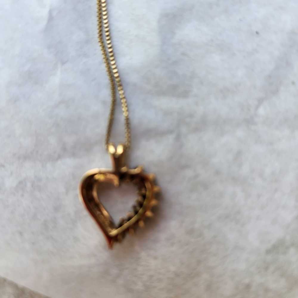 Vintage 12K Sapphire Diamond Heart necklace - image 3