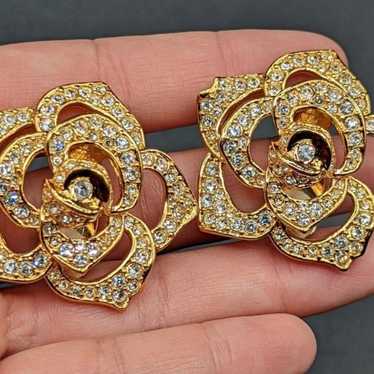 Vintage Elizabeth Taylor Avon Pave Crystal Rose F… - image 1