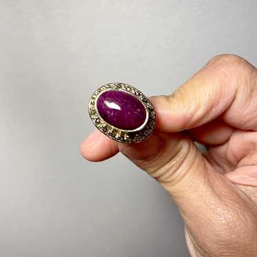 Vtg Sterling Silver & Ruby Ring