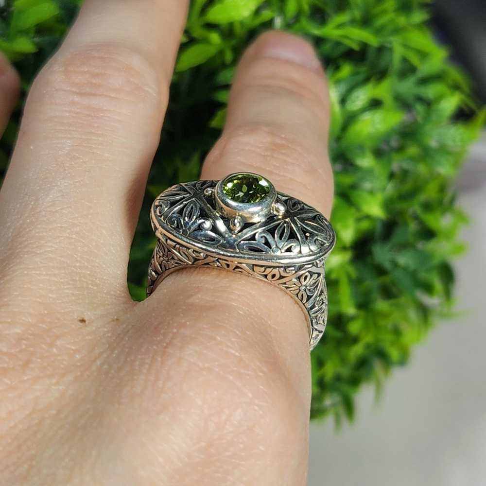 925 Sterling Silver Peridot Pierced Ring - image 3